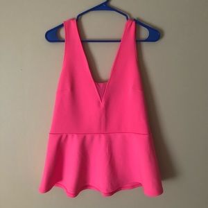 Express Neon Pink peplum tank top